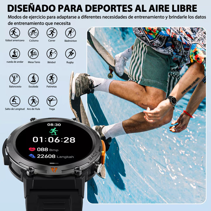 Tactical Smartwatch Eigiis Ke3 Linterna Con Doble Correa