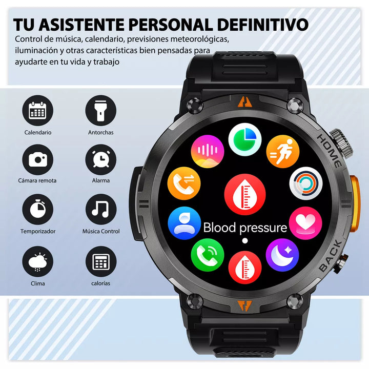 Tactical Smartwatch Eigiis Ke3 Linterna Con Doble Correa