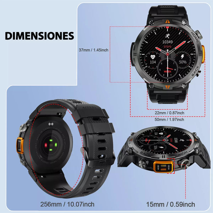 Tactical Smartwatch Eigiis Ke3 Linterna Con Doble Correa