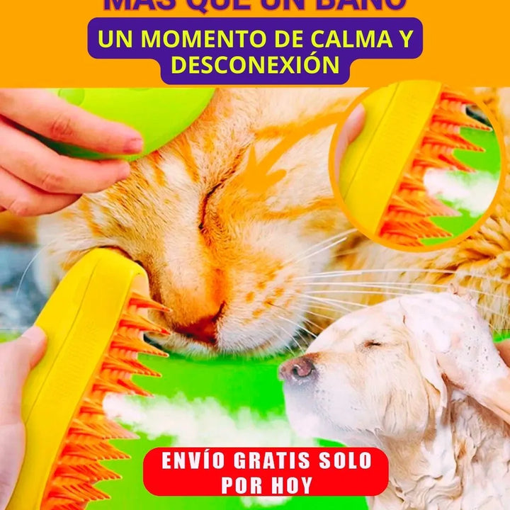 Cattu® cepillo vapor 3 en 1 para gatos y perros