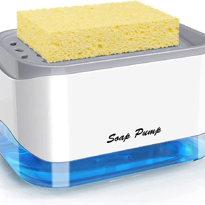 Dispensador Acrílico De Jabón Liquido Lavaplatos Con Esponja Cocina